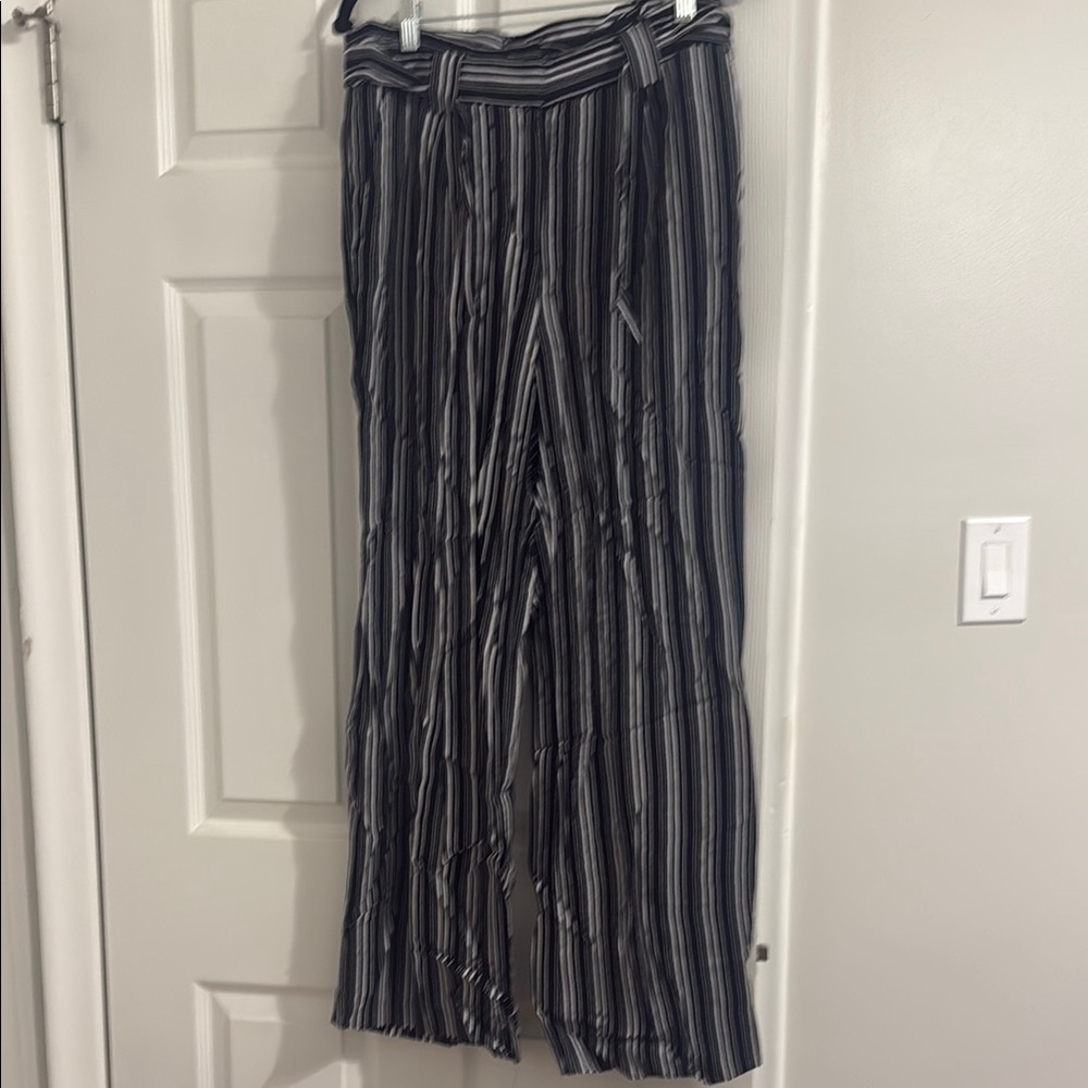 Express Monochrome Striped Trousers with belt